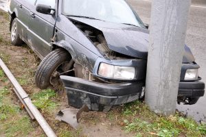 car bumped into electrical street post